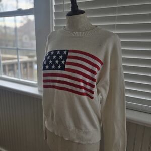 Serra Cream Sweater with American Flag Design